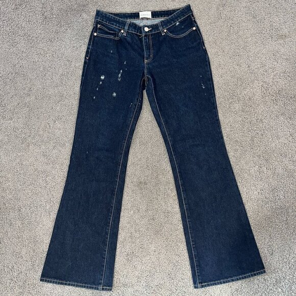 ABRAND JEANS A '99 Low Boot Dark Wash Distressed Jeans -EUC - US Size 28 / AU 10 - Picture 1 of 16